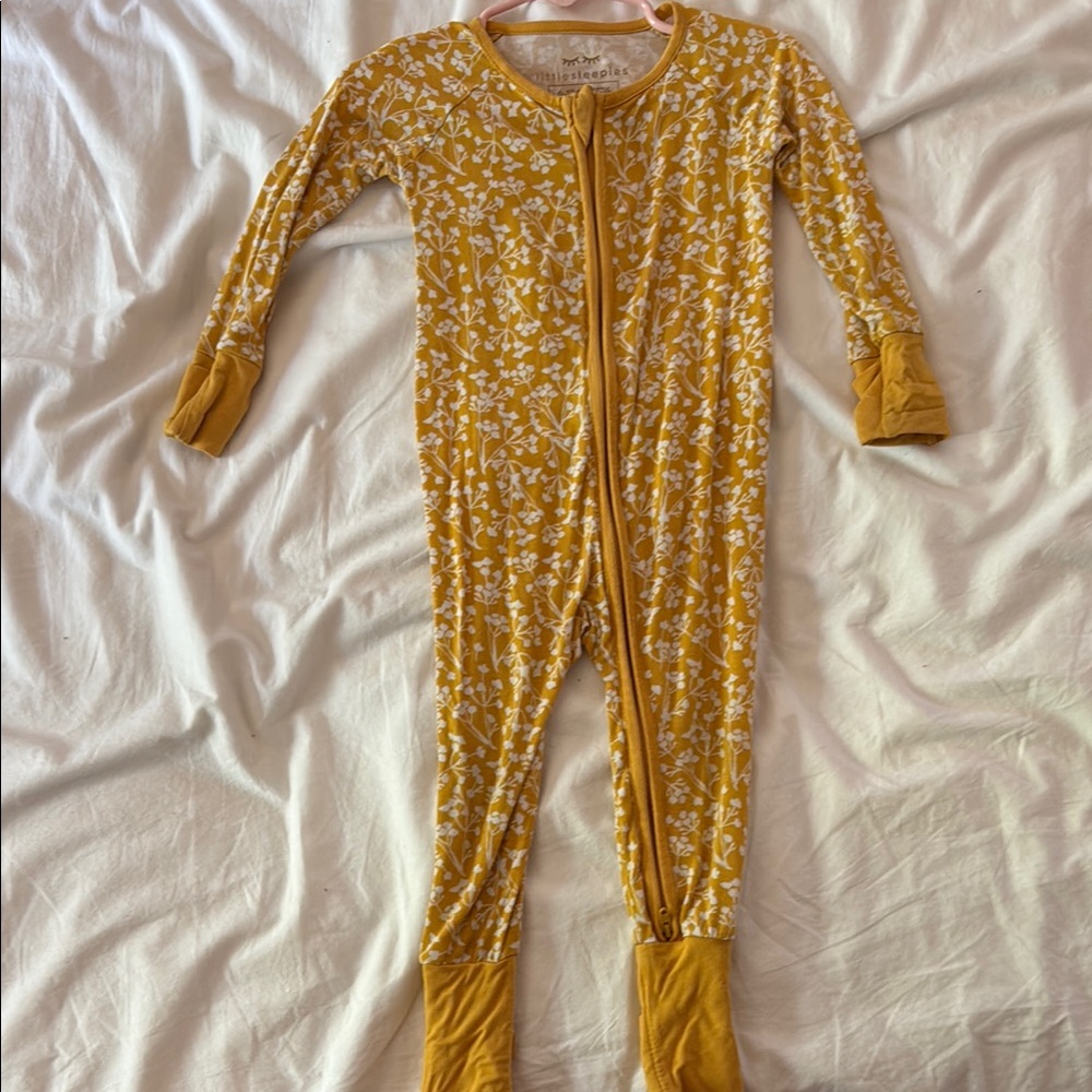 Little Sleepies Mustard Floral Kids Footie